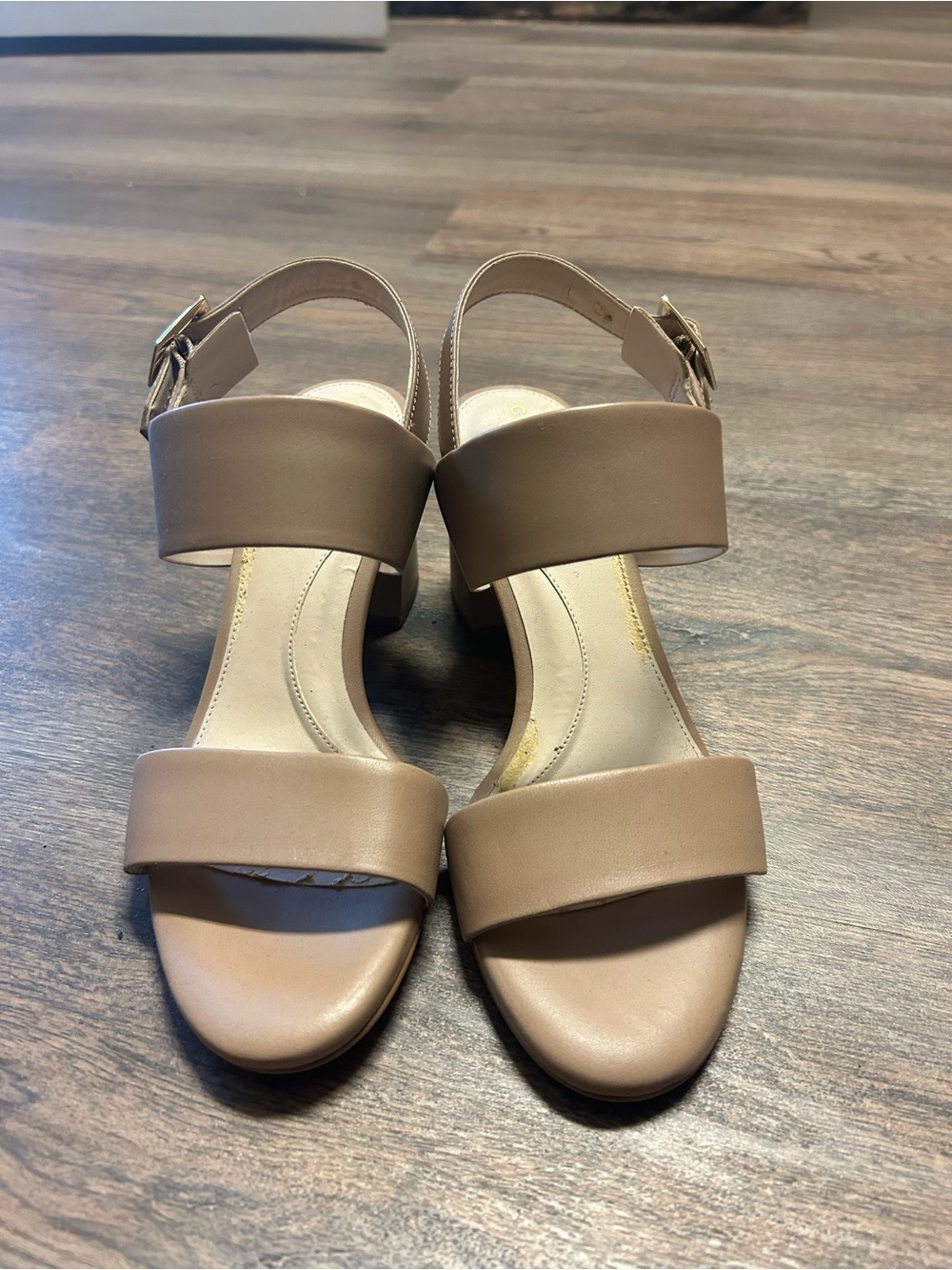 Cole Haan Taupe/Tan Block Heel Sandals
